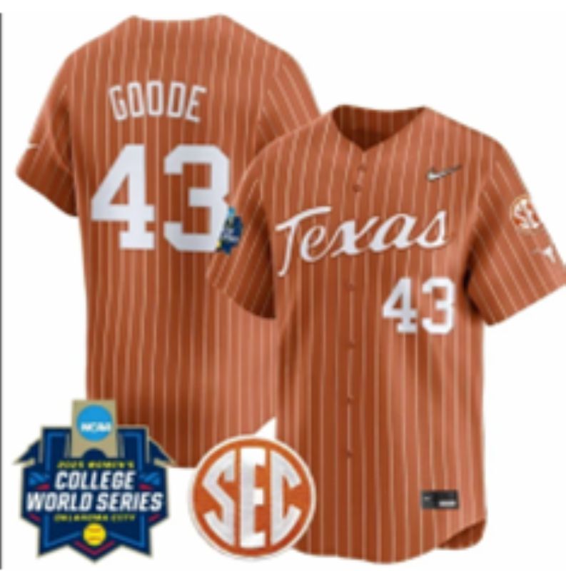 Men 2025 Texas Longhorns #43 Goode Brown stripe Joint Name Nike NCAA Jersey style 16->ncaa teams->NCAA Jersey